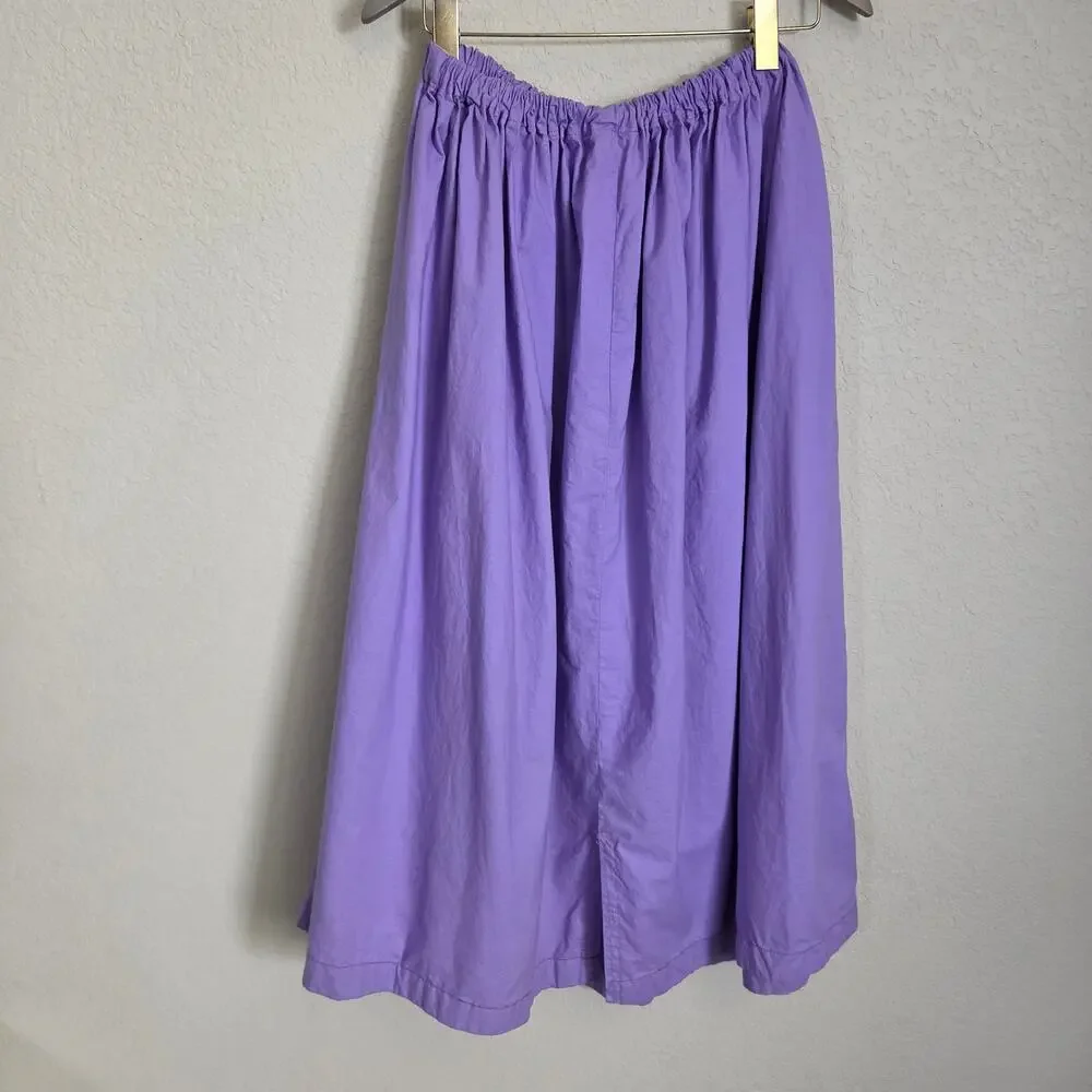 Handmade Purple Lavender Midi Skirt Womens Medium Elastic Waist A-Line Prairie